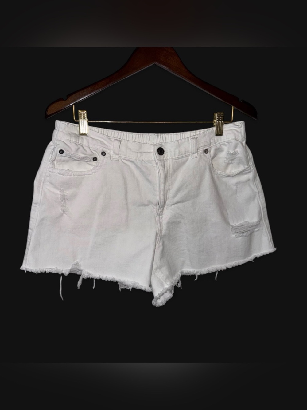aerie White Distressed Denim Jean Shorts